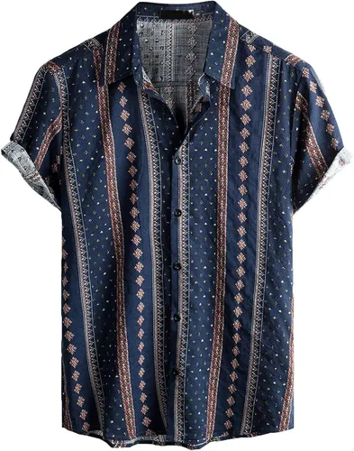 Vista 3 de VATPAVE Camisas hawaianas florales de manga corta con botones para hombre