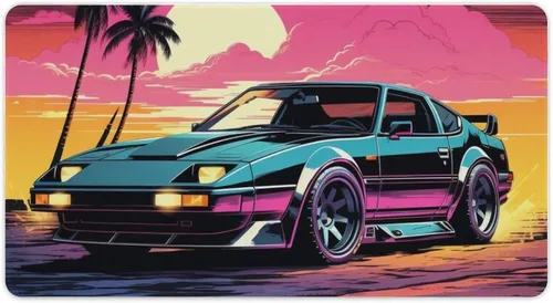 Vista 8 de Large Mouse Pad Classic Retro Sports Car Synthwave Sun Palm Trees Art Desk Mat Computer Accessories Gaming Office Organizers Supplies Decor