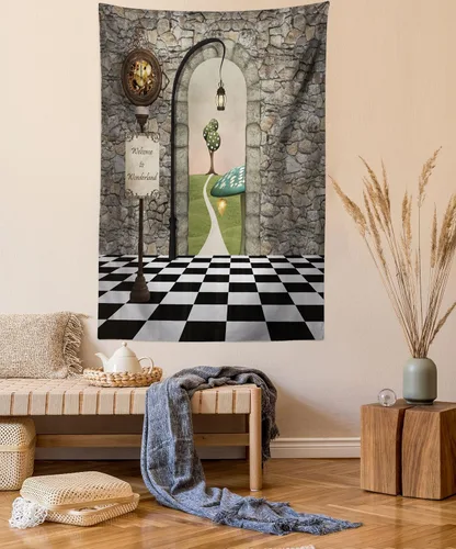 Vista 106 de Ambesonne Tapiz de arte afro, hombre negro fuerte con una corona de trazos impresión de pintura moderna, decoración de tela para colgar en la pared