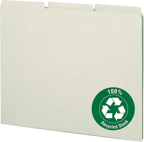 Vista 6 de Smead Guías de cartón prensado, pestaña de corte 1/3 (en blanco), tamaño carta, gris/verde, 100 por caja (50334)