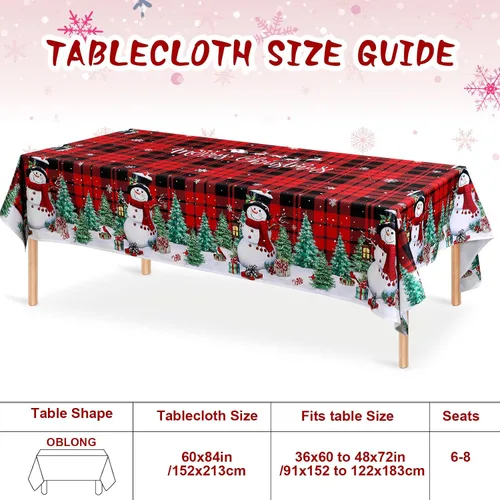 Vista 2 de WovWeave Mantel de Navidad de 60 x 84 pulgadas, mantel rectangular de tela de Navidad reutilizable para invierno, hogar, comedor, fiesta, picnic