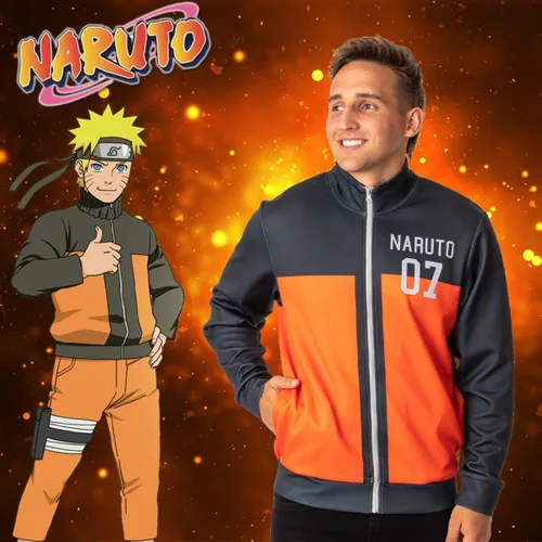 Vista 5 de Bioworld Naruto Shippuden - Chaqueta de disfraz para hombre Uzumaki Symbol Team 07