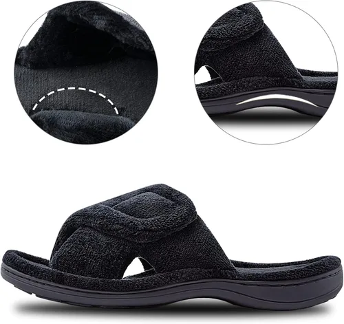 Vista 2 de Git-up Pantuflas de espuma viscoelástica para mujer con soporte de arco ajustable con gancho y bucle para diabéticos puntera abierta suaves