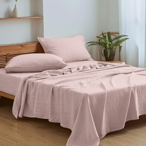 Vista 13 de Simple&Opulence Juego de sábanas de 100 % lino tamaño Twin, 3 piezas de lino francés natural, juego de ropa de cama transpirable, suave y duradero