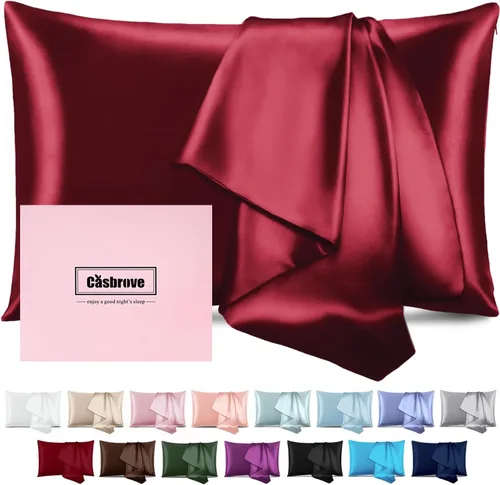 Vista 11 de Fundas de almohada de seda con cremallera, funda de almohada de morera, azul bebé, estándar, 1 unidad 20x26 Silk Pillowcase for Hair and