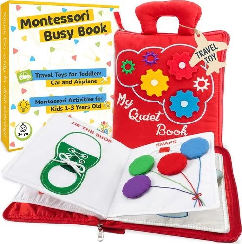 Vista 10 de deMoca - Juguete montessori, libro para bebés - Juguetes para niños pequeños - Juguete de viaje - Juguete educativo con actividades para niños