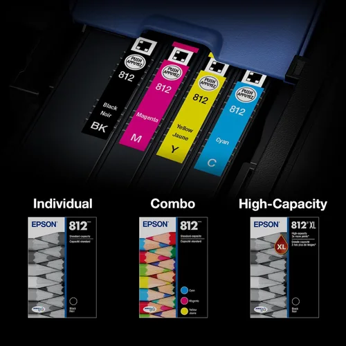 Vista 5 de Epson 812 DURABrite Ultra Tinta de Capacidad Estándar Negro y Cartucho de Color (T812120-BCS) Funciona con Workforce Pro