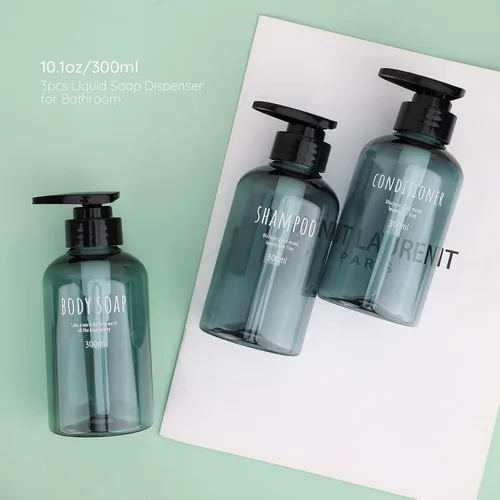 Vista 7 de Segbeauty Dispensadores de champú y acondicionador, botellas de bomba recargables de 10 onzas para ducha, 10.1 fl oz, dispensador de champú para Azul