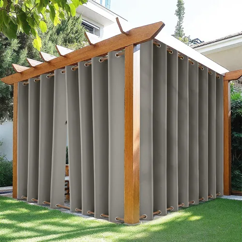 Vista 10 de HDCAXKJ Cortinas impermeables para exteriores para patio con cremallera superior e inferior, cortinas térmicas de privacidad con ojales, 2 paneles