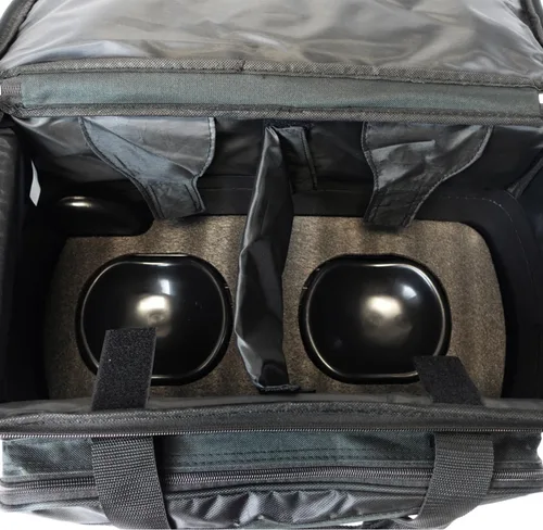 Vista 6 de ELITE Bolsa de bolos Deluxe de 2 bolas con ruedas lisas de 5 pulgadas, bolsillo grande para accesorios, compartimento para zapatos, mango extensible