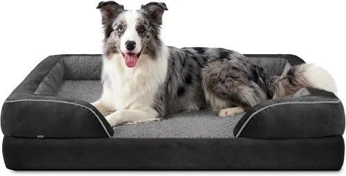 Vista 55 de L Plus - Cama ortopédica para perros grandes, sofá lavable para perros con espuma para huevos, forro impermeable y parte inferior antideslizante