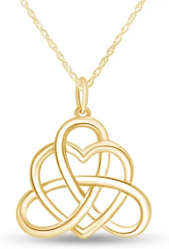 Vista 8 de Collar con colgante de corazón de nudo celta de triángulo irlandés para mujer rosa-dorado-plateado