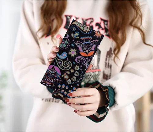 Vista 56 de HUA ANGEL Billetera ultra delgada para mujer, con bloqueo RFID, tarjetero de crédito, plegable, largo, hebilla magnética, billete para mujer, Owl