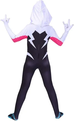 Vista 3 de FEDOL Disfraz de superhéroe para niñas, overol de elastano, estilo 3D, disfraz de Halloween y cosplay