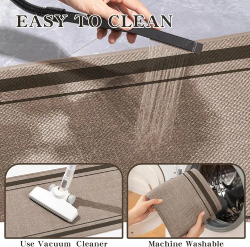 Vista 7 de chakme Juego de 2 alfombras de baño ultrafinas, absorbentes, antideslizantes, lavables a máquina, color beige oscuro, 17 x 24 pulgadas + tapete