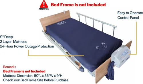 Vista 2 de Colchón de aire estándar OB-2000 de 9 pulgadas, baja pérdida de aire con protección contra cortes de energía las 24 horas, alarma de audio y visual.