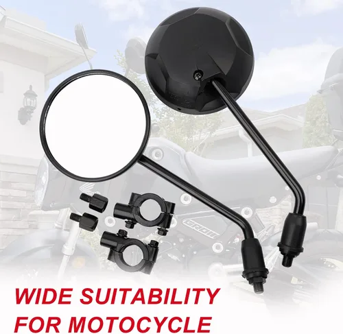Vista 3 de Minho Espejos Retrovisores X War Police 10mm Tornillo para Honda MSX125 Grom 2014-2022 Zuma 125 redondo negro CMX 300 500 Rebel 2017-2022 espejo
