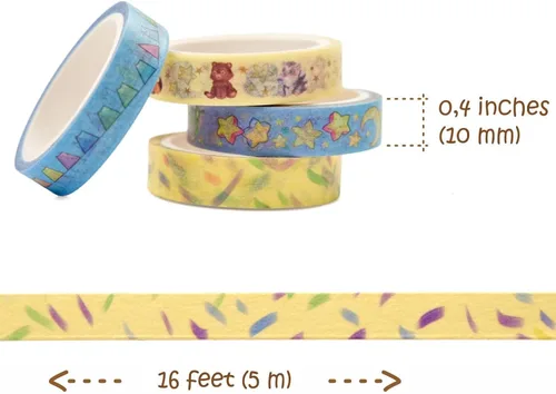 Vista 2 de Lindo juego de cintas washi – Cinta decorativa Cinta Washi Pastel para álbumes de recortes – Cinta estética para fotos – África y tema del cuarto