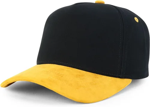 Vista 7 de Trendy Apparel Shop Gorra de béisbol combinada de 5 paneles de algodón y gamuza Piedra real