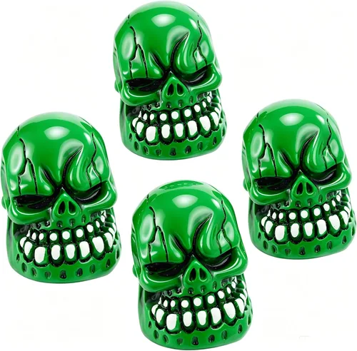 Vista 5 de Lunsom Tapas de vástago de válvula de neumático de calavera para válvulas de aire de automóvil, cubierta de vástagos de rueda de presión, accesorios