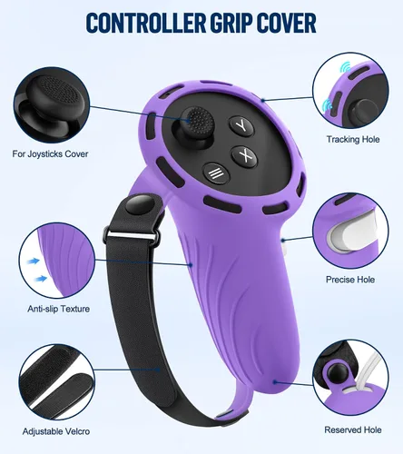 Vista 3 de Silicone Cover Set Compatible with OculusMeta Quest 3, Touch Controller Grips Cover, VR Shell Cover, Facial Interface Cover, Protective Lens Cover