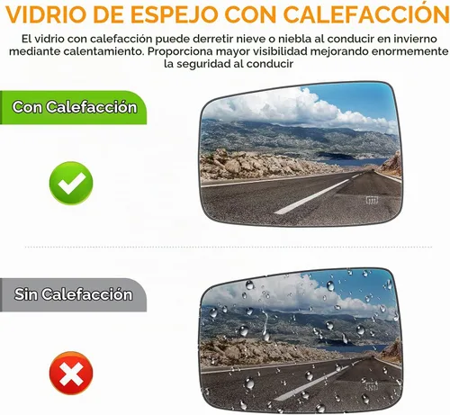 Vista 4 de Espejo lateral izquierdo de repuesto para Dodge Ram 1500 2500 2009-2010, para Ram 1500 2500 2011-2018, lentes de espejo calefactables de repuesto