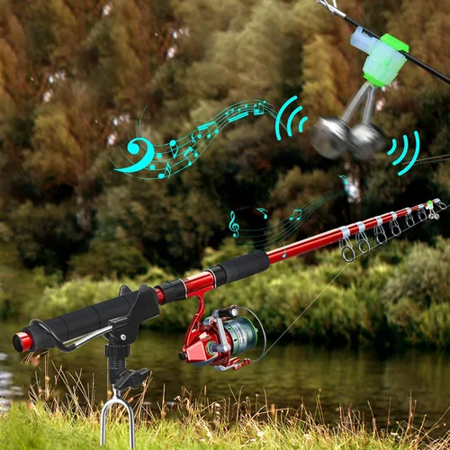Vista 4 de Aluminum Bank Fishing Rod Holder with 10 Fishing Bells