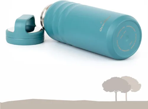 Vista 4 de GrandTies Botellas de agua deportivas de acero inoxidable con 2 tapas – Boca ancha aislada al vacío reutilizable a prueba de fugas sin BPA, Cantín
