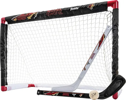 Vista 31 de Franklin Sports NHL - Juego de mini hockey para niños, portería de hockey sobre rodilla, pelota + 2 palos, juego de juguetes para interiores