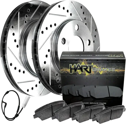 Vista 20 de Hart Brakes Kit de frenos y rotores traseros delanteros Pastillas de freno delanteras y traseras Rotores y pastillas de freno Pastillas