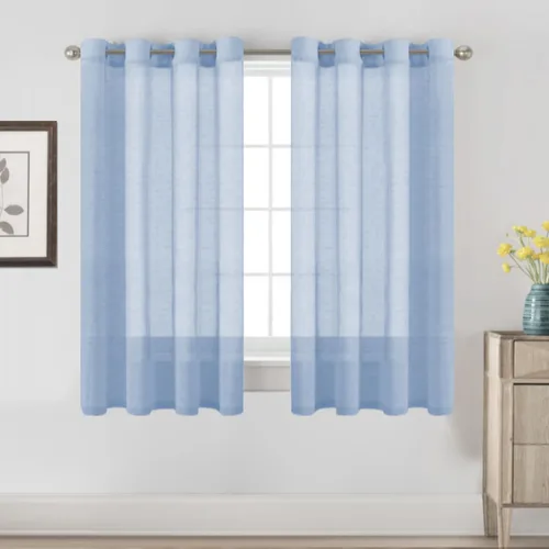 Vista 139 de H.VERSAILTEX Cortinas de lino de mezcla natural para sala de estar/cortinas de lino semitransparentes reductoras de luz de 54 pulgadas de largo