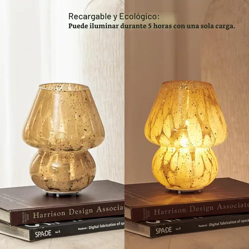 Vista 4 de DN DECONATION - Lámpara de cristal con forma de hongo, lámpara de mesa