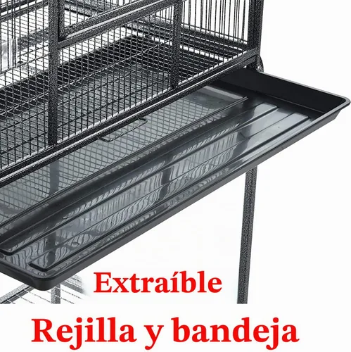Vista 5 de Jaula Grande de Hierro Forjado de 54 Pulgadas de 4 Niveles a Prueba de Masticación con Espaciado de Alambre Ajustado de 1/2 Pulgada para Hurón