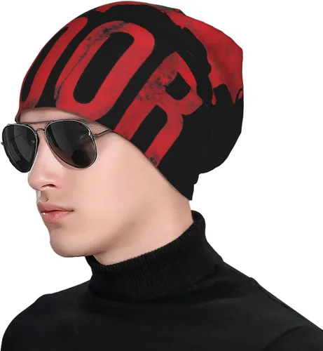 Vista 3 de Morish American America Amexem Marroquí Beanie Sombreros Hombres Navidad Sombreros Térmicos Unisex Sombrero de Punto Negro, Negro
