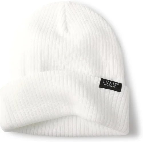 Vista 2 de Gorro de punto de invierno con puños para mujer gorro de reloj suave tejido clásico elástico cálido para hombre