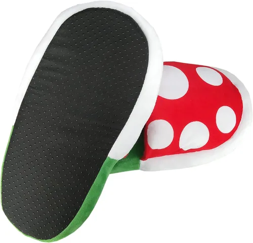 Vista 4 de Lopbraa Pantuflas divertidas de felpa con soporte para maceta, regalos divertidos para mujeres, hombres, adolescentes (plantas de piranha), Verde