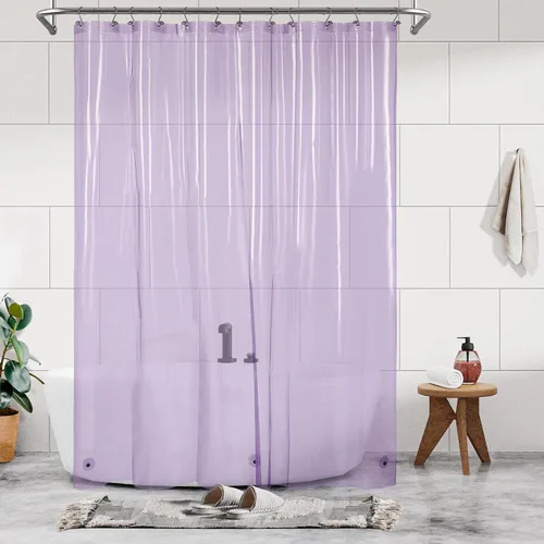 Vista 59 de Barossa Design - Forro de cortina estrecho de PEVA para ducha, con 3 imanes, impermeable, para cabina de baño pequeña, sin PVC, ojales metálicos