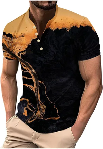 Vista 7 de Camisetas para hombre con gráfico divertido de manga corta con cremallera de un cuarto, camiseta polo de verano casual elegante para gimnasio