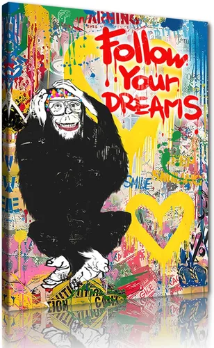 Vista 25 de Arte de pared de graffiti colorido póster impreso en lienzo creativo y moderno, pintura de graffiti de niña nunca te rindas, imágenes inspiradoras
