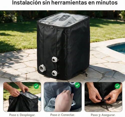Vista 6 de XCZ - Cubierta para bomba de bañera de hidromasaje, Oxford resistente, para Negro‑500D (parte superior totalmente transparente)