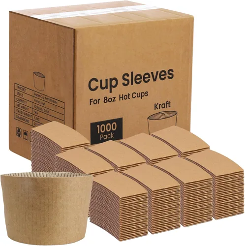 Vista 13 de FMP Brands Paquete de 1000 fundas para tazas de café de 8 onzas, fundas desechables para tazas calientes, fundas para tazas de café negras a granel