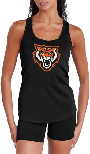 Vista 219 de Camiseta deportiva sin mangas oficial de NCAA Collegiate para mujer, con espalda cruzada, colección con logotipo primario