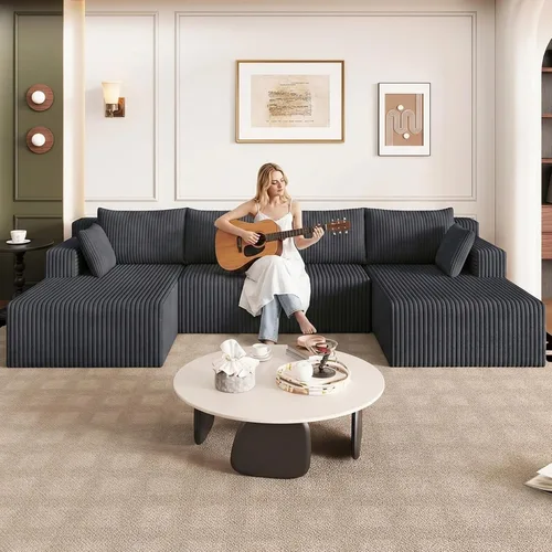 Vista 63 de Lakifun Sofá en Forma de L de 107" con Otomana, Seccional Modular Moderno Sofá Cómodo en Forma de U Nube, Asiento Profundo, Chaise Longue Cama