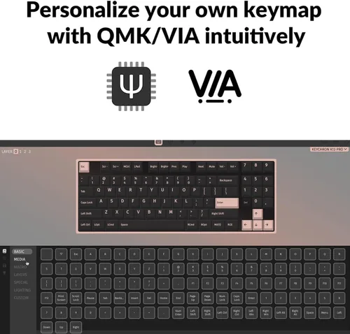 Vista 5 de Keychron K13 Pro Teclado mecánico inalámbrico ultra delgado QMK/VIA, macro programable intercambiable en caliente, 80% diseño RGB retroiluminado
