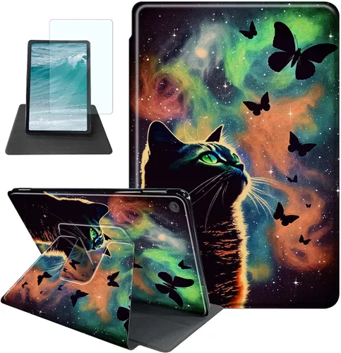 Vista 13 de Rossy Funda para tablet Kindle Fire HD 8 y Fire HD 8 Plus (12ª/10ª generación 2022/2020) + protector de pantalla giratorio de 360 grados, funda