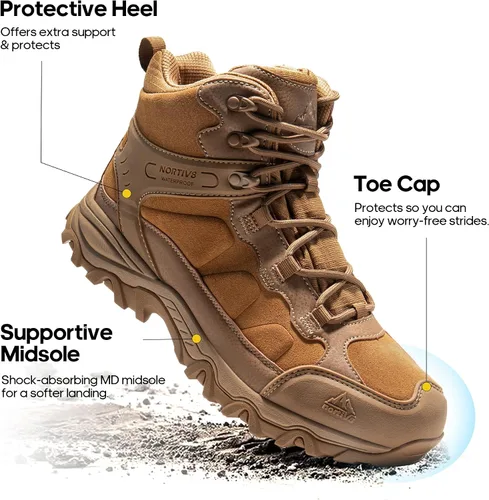 Vista 22 de NORTIV 8 - Botas de senderismo impermeables para hombre, zapatos de montañismo ligeros para exteriores