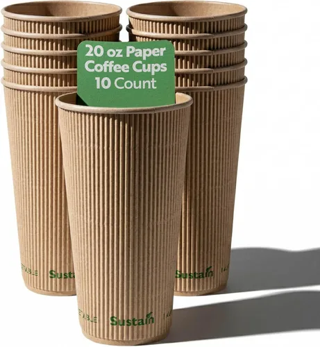 Vista 13 de Restaurantware Tazas de café de papel de 4 onzas, paquete de 25 tazas aisladas de pared ondulada, para bebidas calientes, papel kraft resistente a