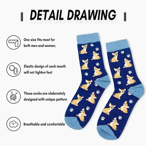 Vista 5 de Mingnei Divertidos calcetines de perro Chihuahua, calcetines de Chihuahua, amantes de Chihuahua, calcetines de vestir para mujeres y hombres