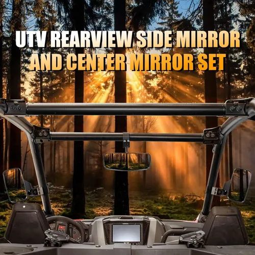 Vista 2 de Espejo retrovisor lateral UTV y espejo central compatible con Polaris Ranger 500 570 900 1000 XP, Ranger Diesel, ETX/EV, General 1000, Can-Am