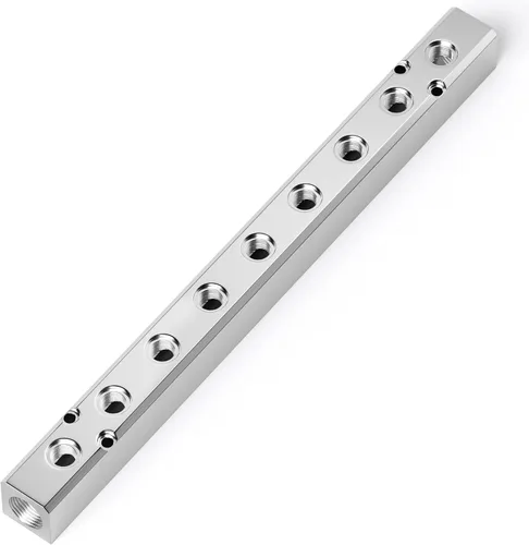 Vista 8 de TAILONZ PNEUMATIC Bloque de aluminio de derivación de 2 vías plateado, distribuidor de aire de distribución de aire de conducto neumático
